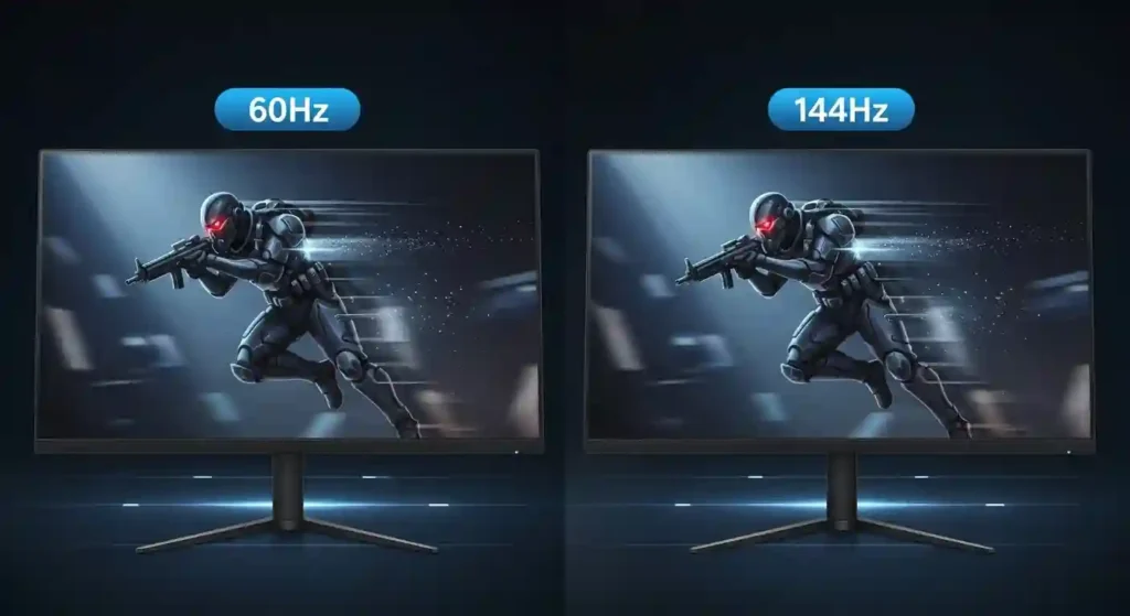 60Hzと144Hzのリフレッシュレート比較