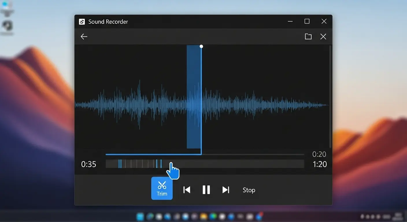 サウンドレコーダーで録音した音声を再生・編集する画面