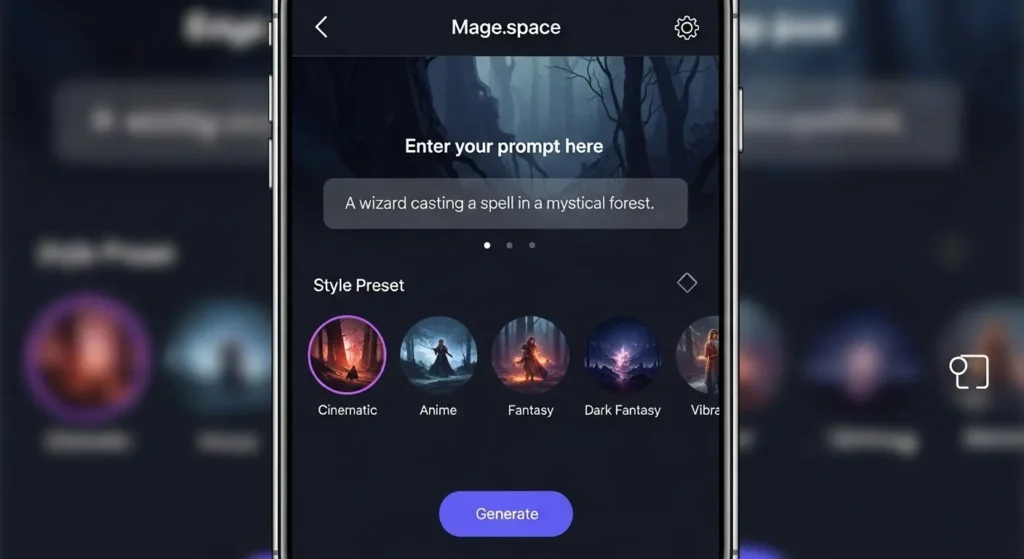 Mage.spaceのスマホ画面