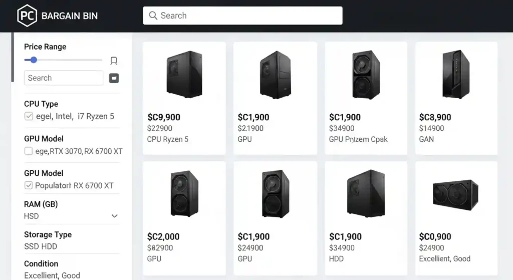 中古PC販売サイトの画面