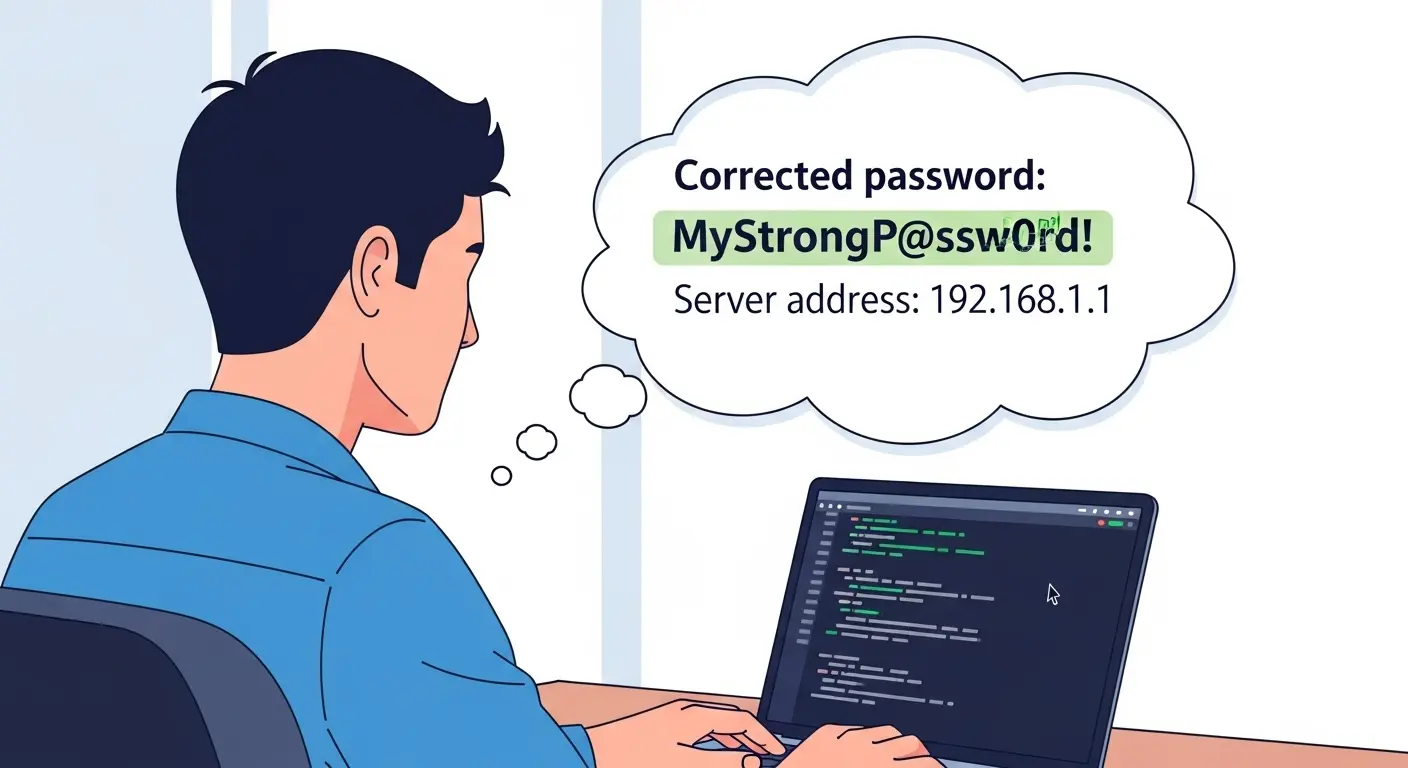 ログイン情報の入力ミスを修正する様子