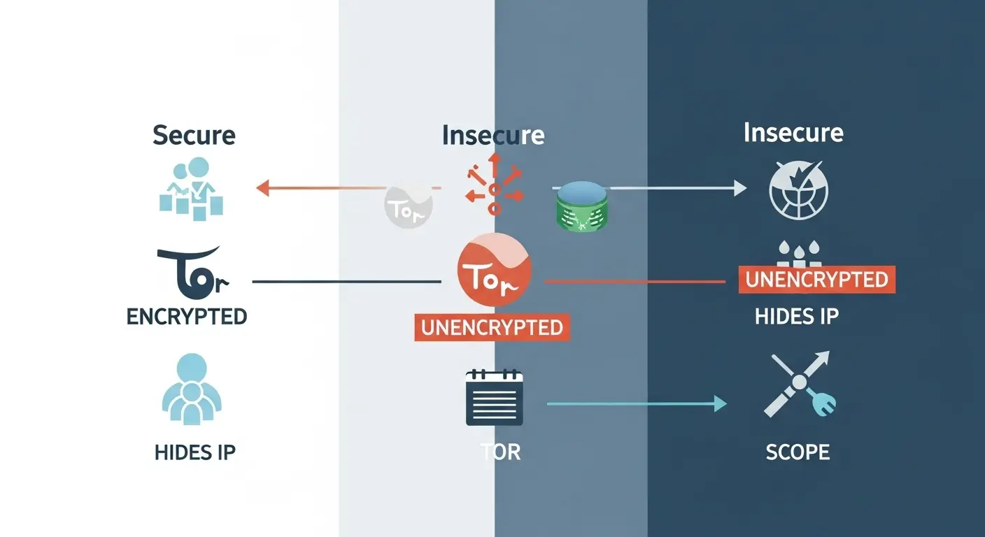 VPN、プロキシ、Torの違いを図解した画像