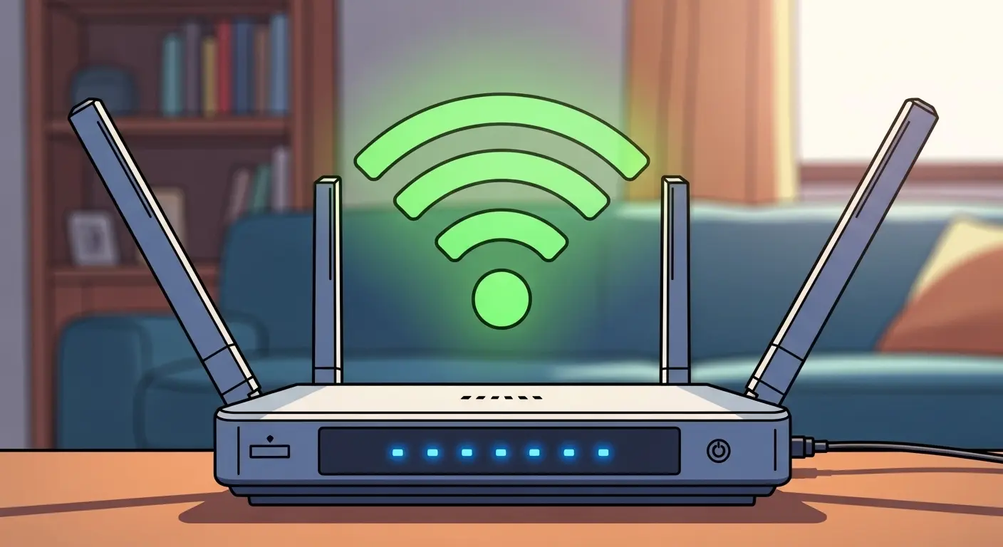 Wi-Fiルーターを確認する様子