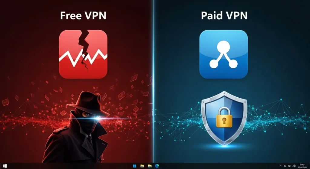 Windowsの無料VPNと有料VPNの安全性比較