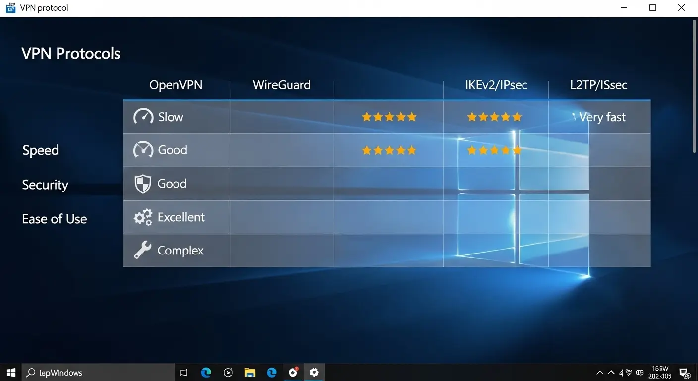 Windowsで利用できるVPNプロトコルの比較