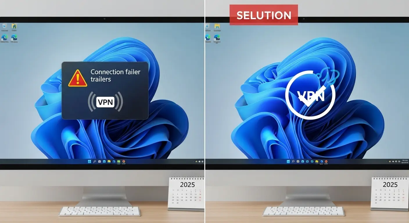 Windows11のVPN接続エラーと成功を比較する画像
