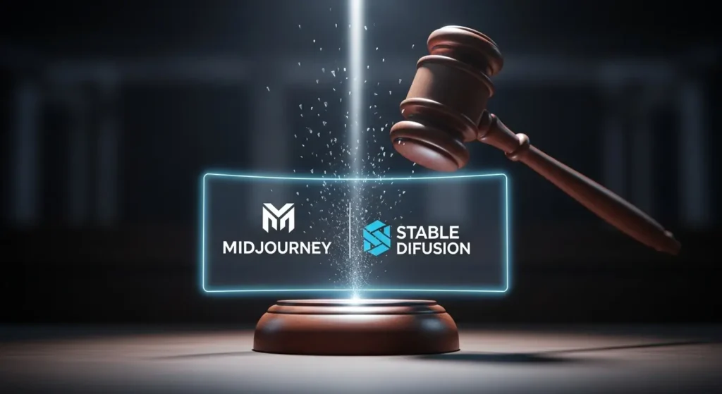 Midjourneyを含む画像生成AI開発元に対するアーティストによる集団訴訟のイメージ