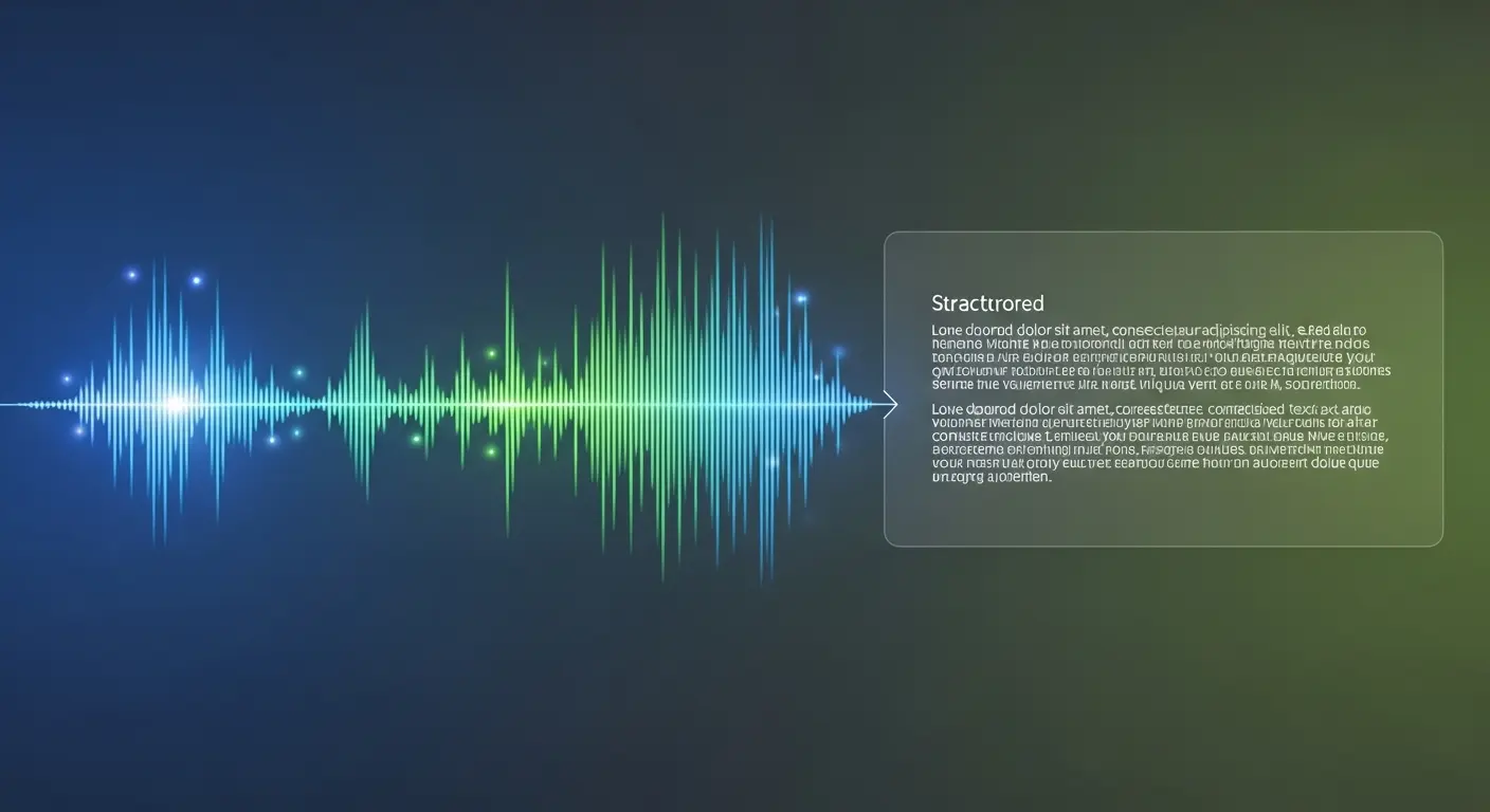 音声波形がLLMに最適化されたテキストに変換される様子。