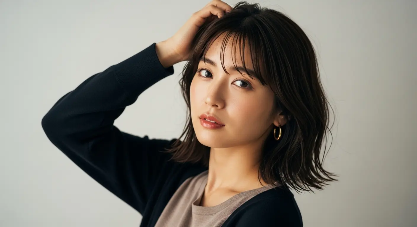 2025年最新版：AI画像生成ツールで作成された、実写と見分けがつかないほどのリアルな日本人女性のポートレート。高画質。