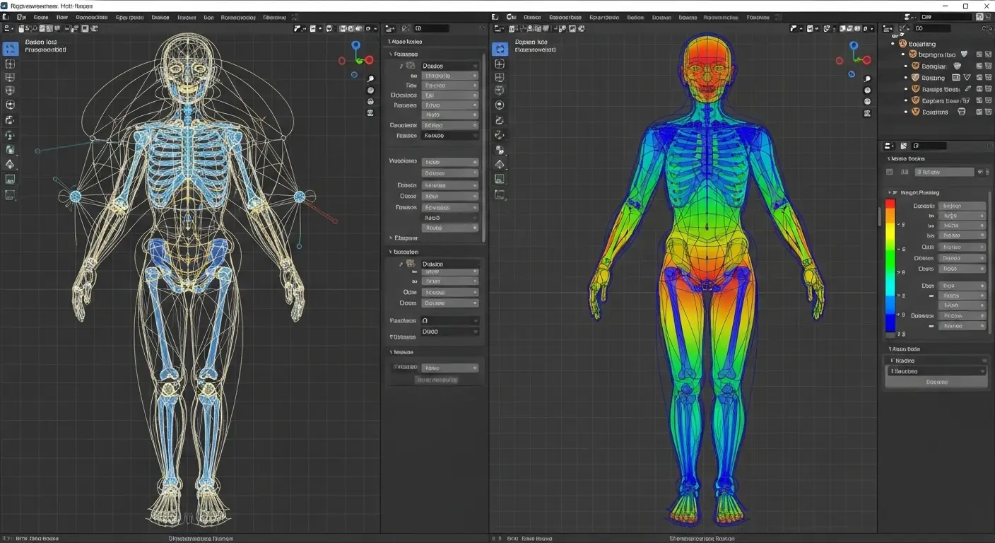 3DモデリングソフトウェアBlenderでのアバターリギングとウェイトペイント
