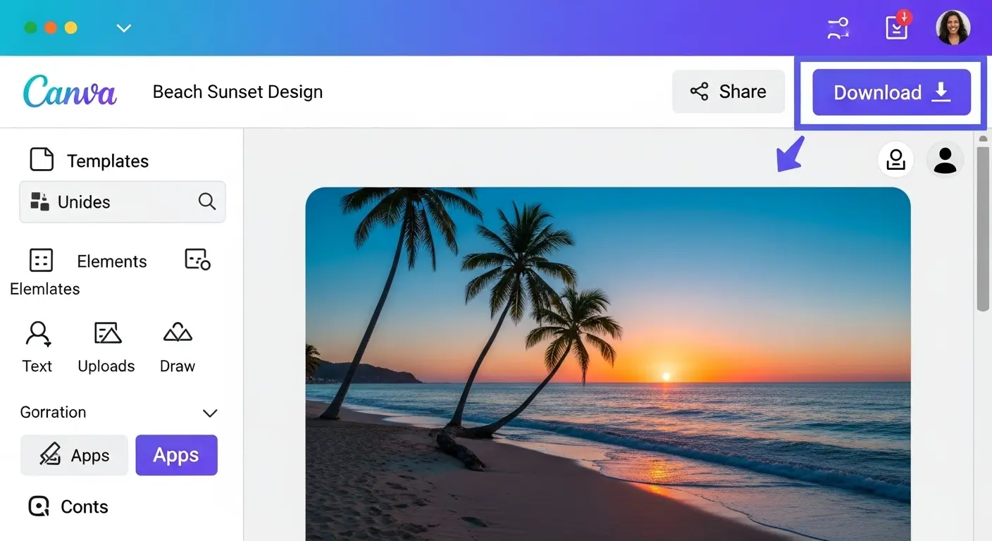 CanvaでAI生成した画像をダウンロードするボタン。