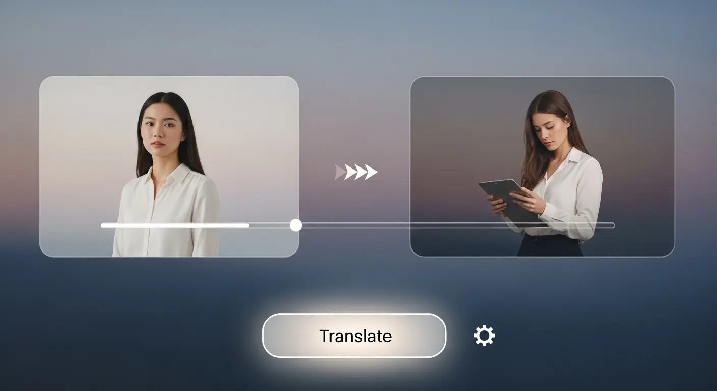 DeepLまたはGoogle翻訳のインターフェース。日本語のMidjourneyプロンプトを英語に翻訳している画面。