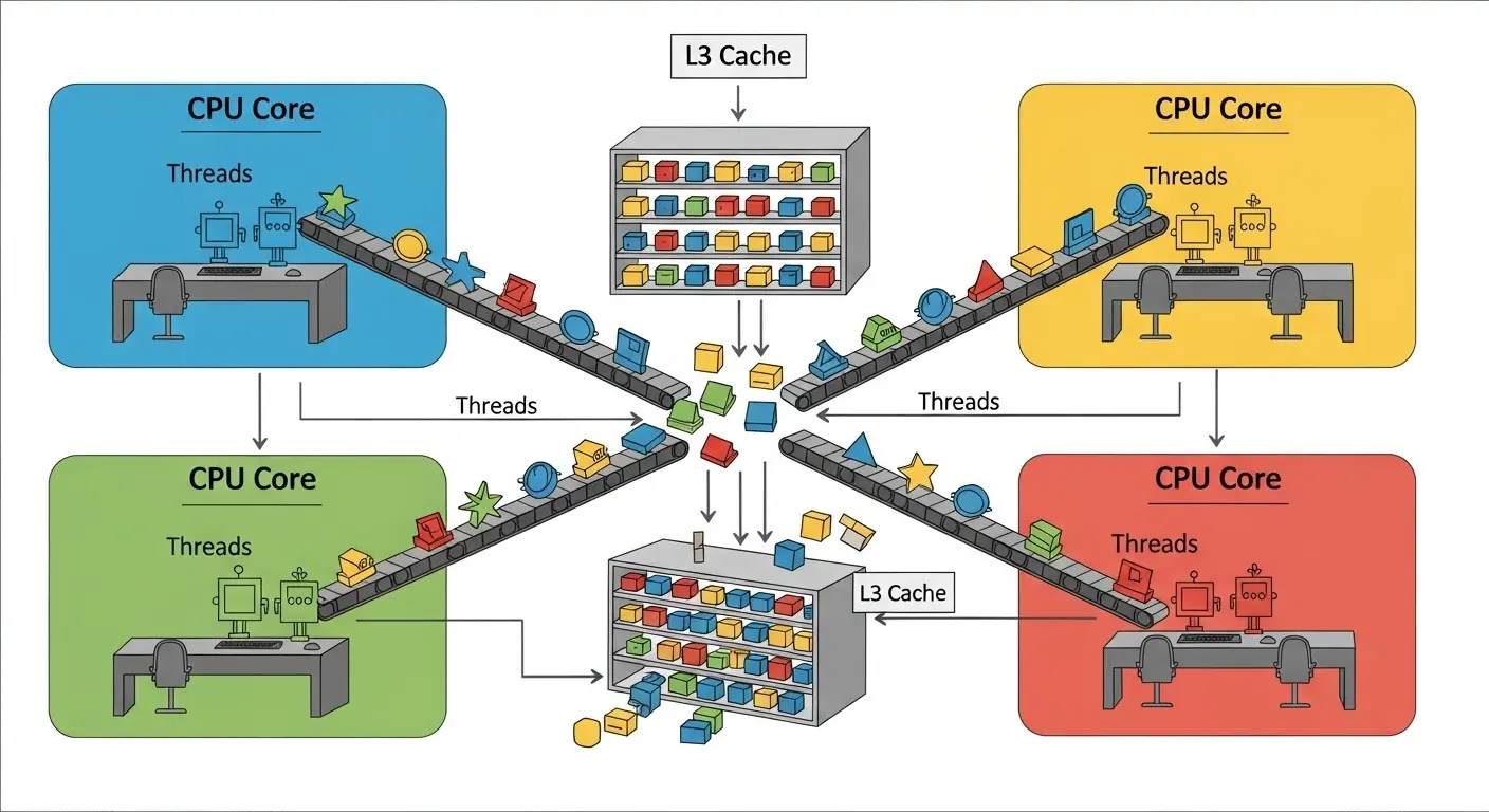 デスクトップPCのマザーボードにあるCPUソケット。