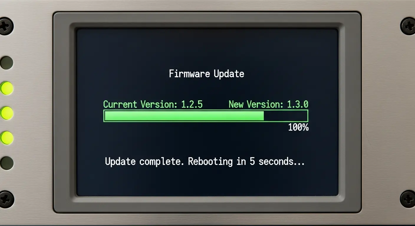 LoRaWANゲートウェイのファームウェアアップデート中の進捗画面。