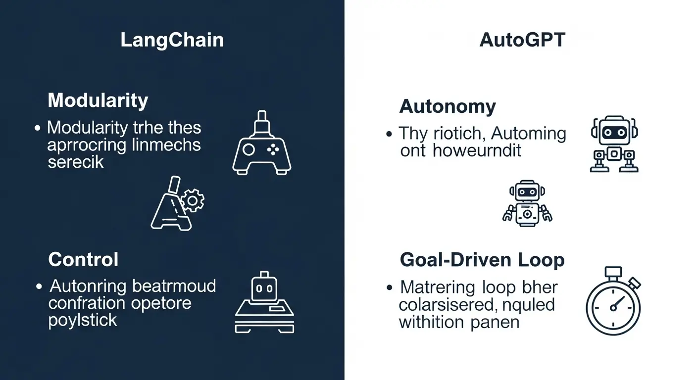 LangChainとAutoGPTの比較:柔軟性、自律性、目的達成の仕組みの違い