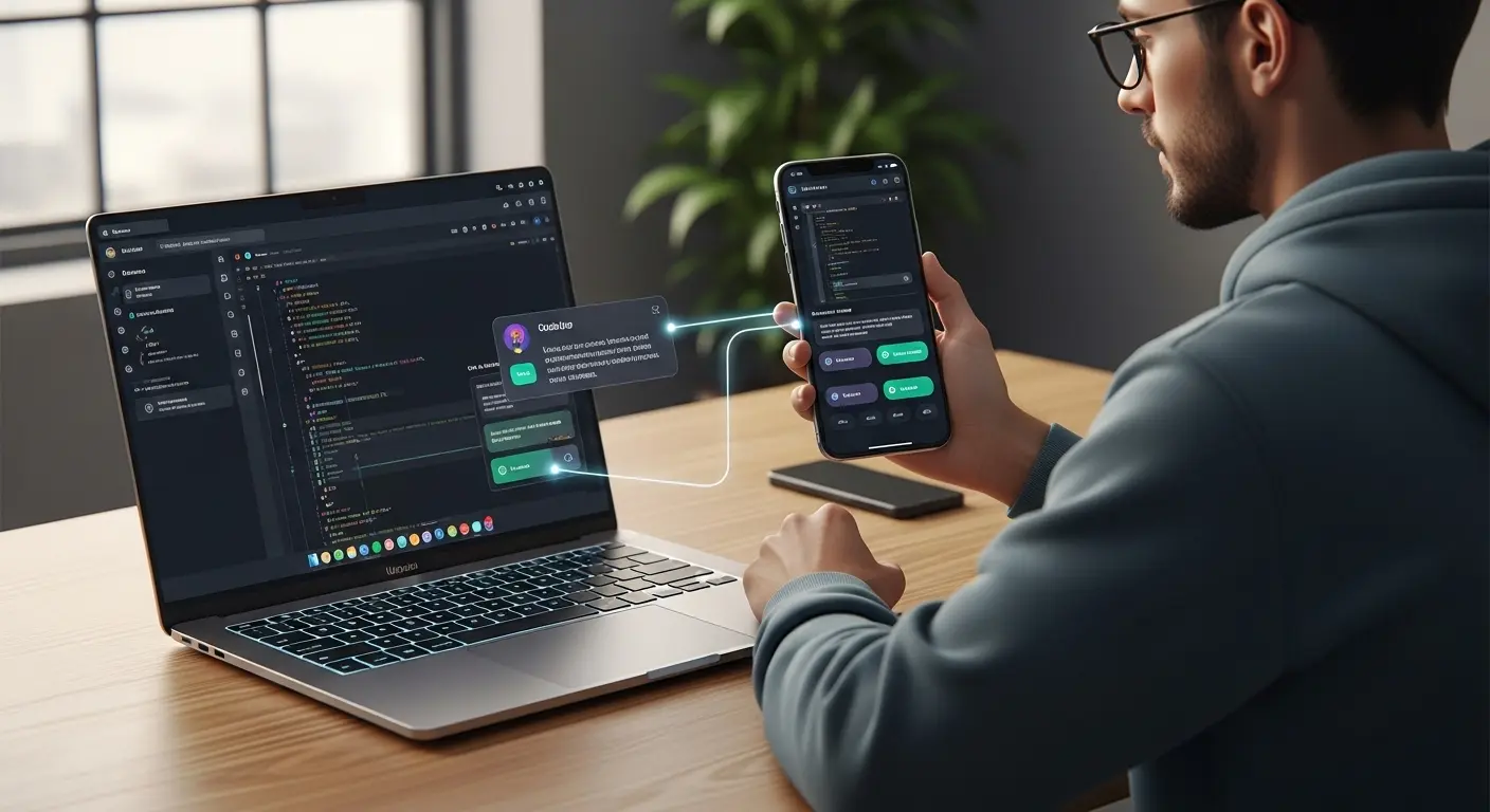 Windows PC、Mac PC、スマートフォンでシームレスに動作するLLM Agentインターフェースのイメージ