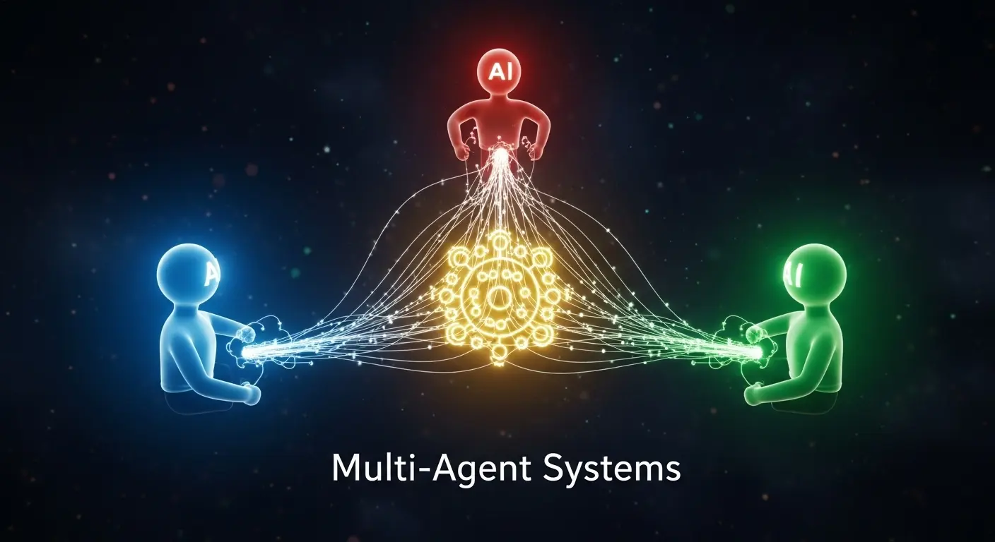 複数のLLM Agentが協力してタスクを遂行するマルチエージェントシステムの概念図