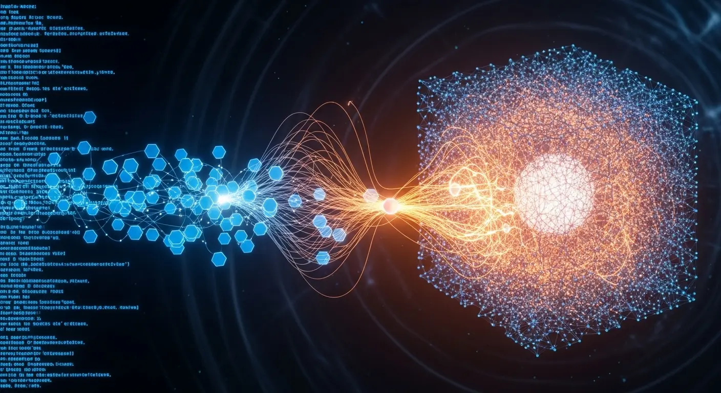 LLMにおけるトークン分割とコンテキスト(文脈)処理の概念図。