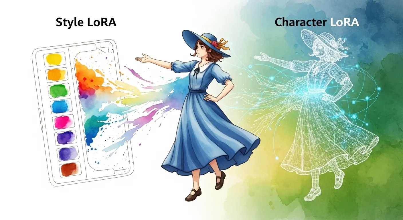 複数のLoRAを組み合わせて生成された、より複雑な表現の画像