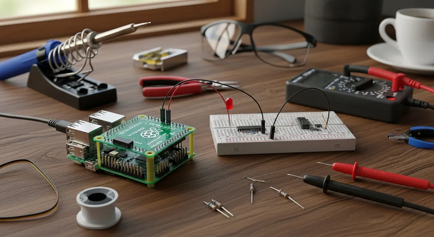 Raspberry PiとLoRaWANチップ(SX1302)を使った自作ゲートウェイのパーツ写真。