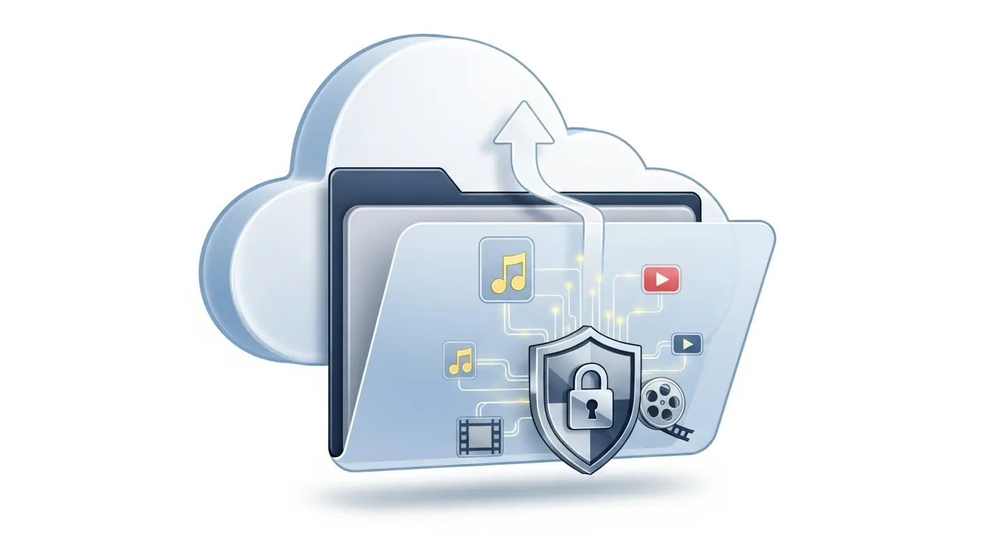 Windows Media Playerのライブラリやファイルをオンラインストレージにバックアップするイメージ