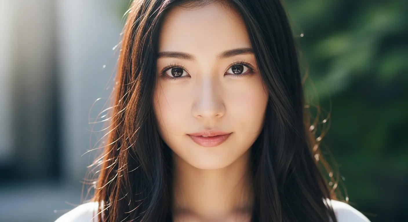 ポートレート構図で生成されたロングヘアの美しい日本人女性の画像