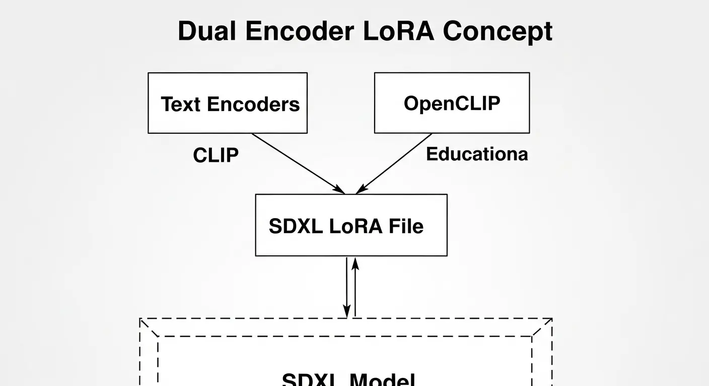SDXLのDual Encoder LoRAの仕組みを示す概念図
