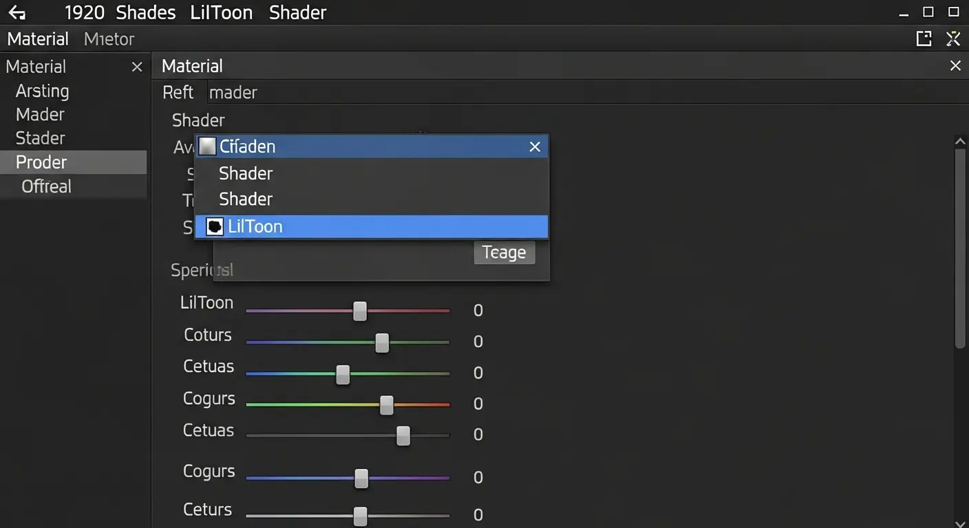 UnityのInspector画面で、マテリアルのシェーダーをliltoonに設定し、色を調整している様子。