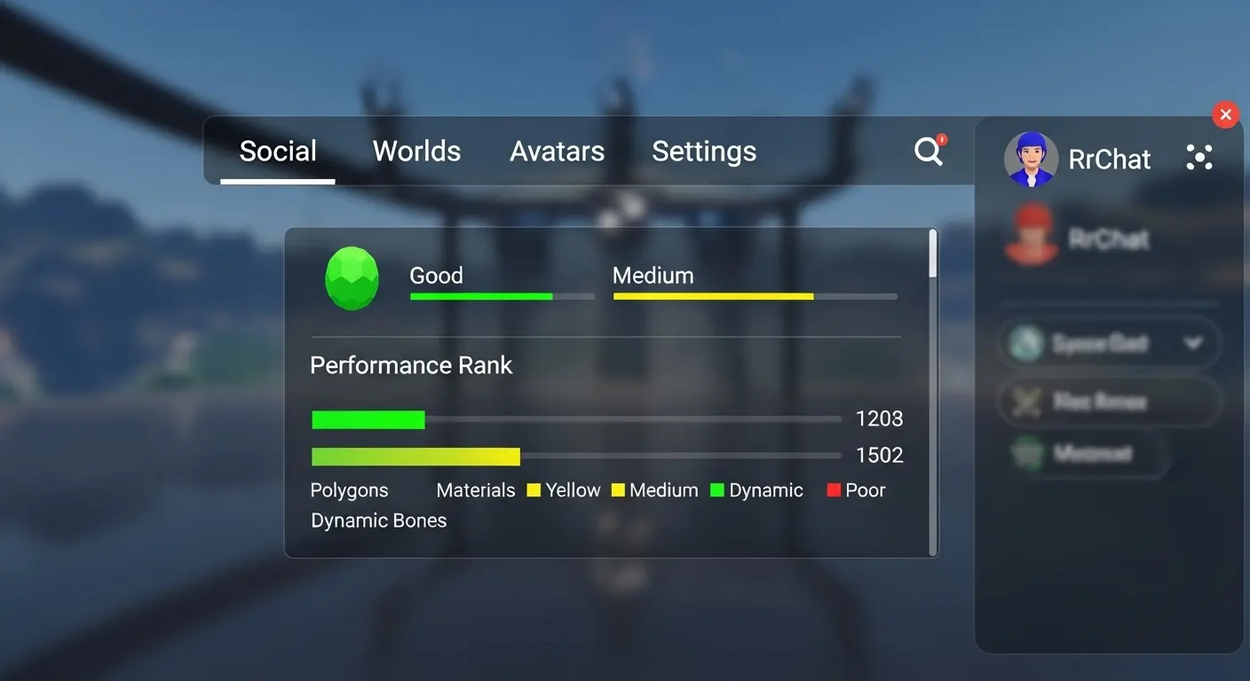 VRChat アバター パフォーマンス ランク 確認 Good。