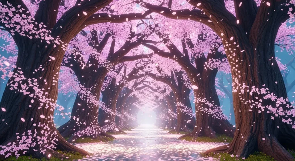 VRChatの桜のトンネル