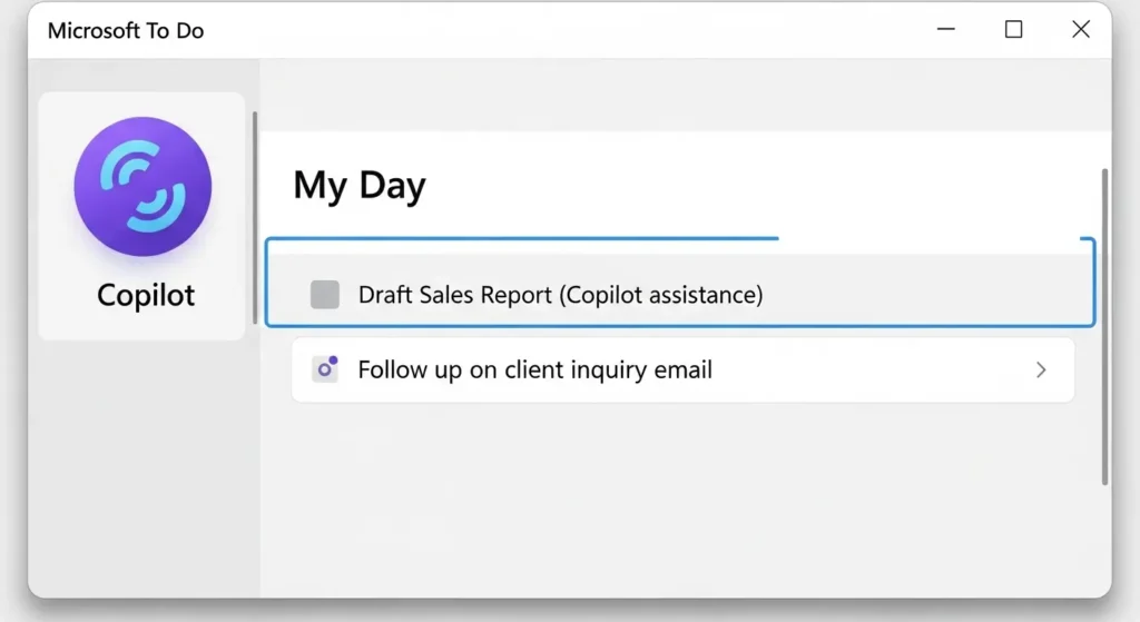 Microsoft To DoとCopilotが連携した「マイデイ」画面