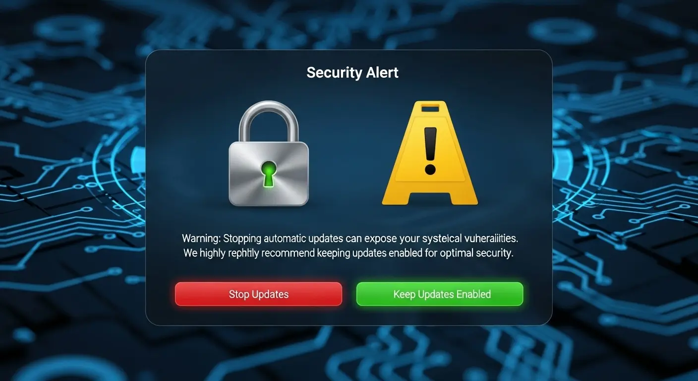 ドライバ更新をスキップすることによるセキュリティ上のリスクを示す警告アイコンの画像。