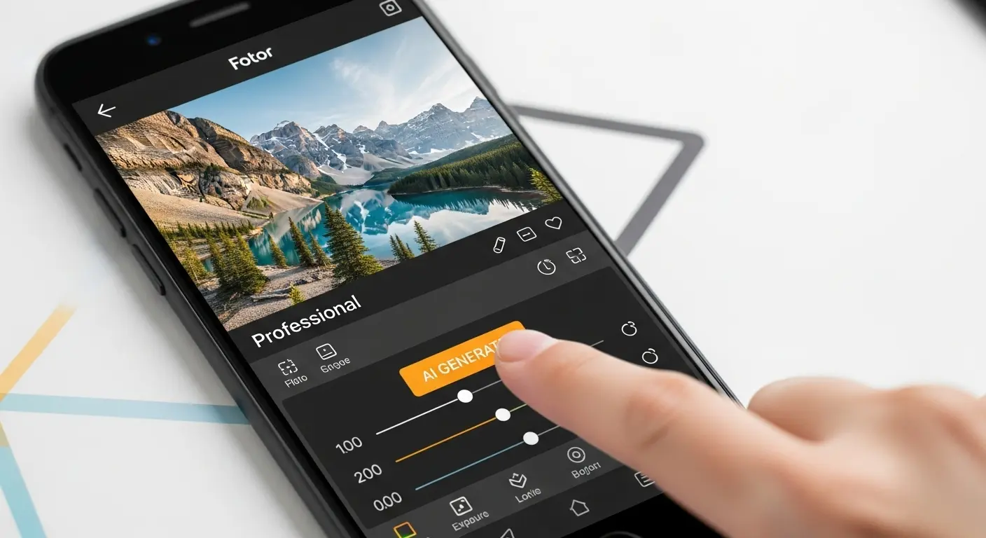 FotorアプリのAI画像生成と画像編集機能を組み合わせた使い方のイメージ。