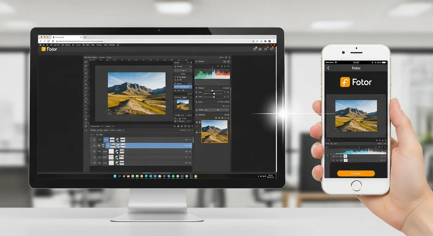 FotorのPC版とスマホアプリ版の違いと最適な利用シーン。