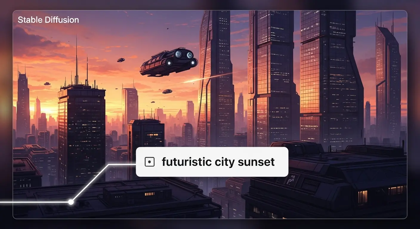 少ないプロンプト入力で高品質なAIイラストが生成され、効率化が達成された様子。