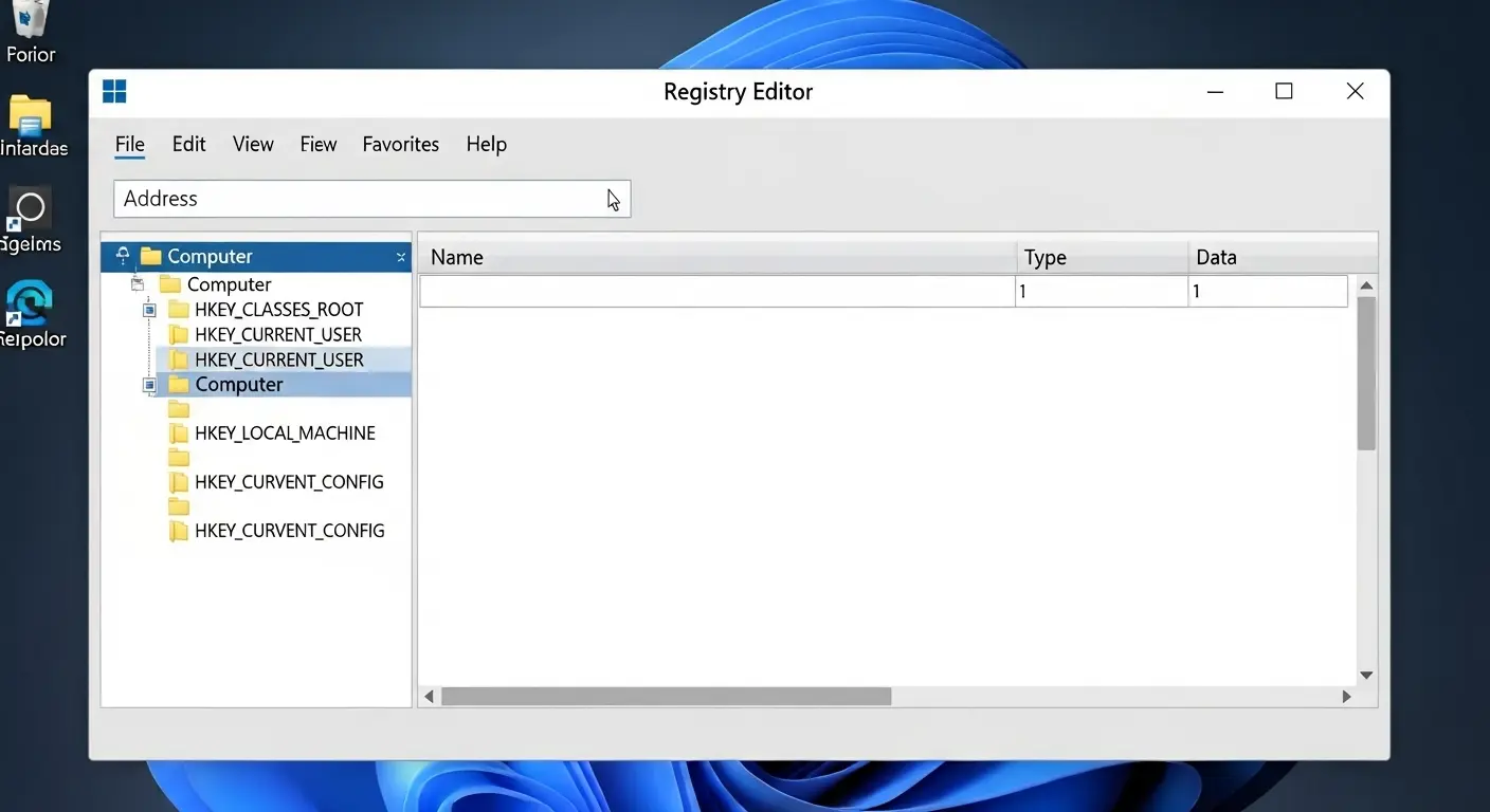 Windows 11のレジストリエディターのメイン画面。