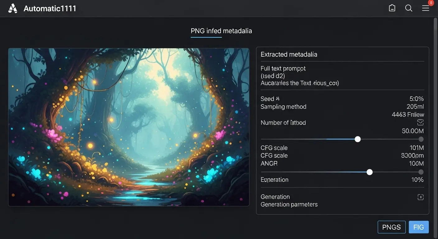 PNG Info機能を使って画像からプロンプトを抽出している画面。