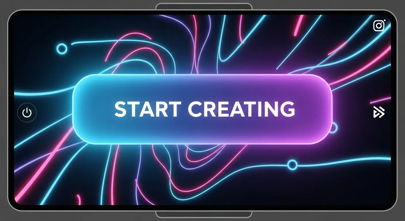 光る「START CREATING」ボタンが設置されたデジタル画面。