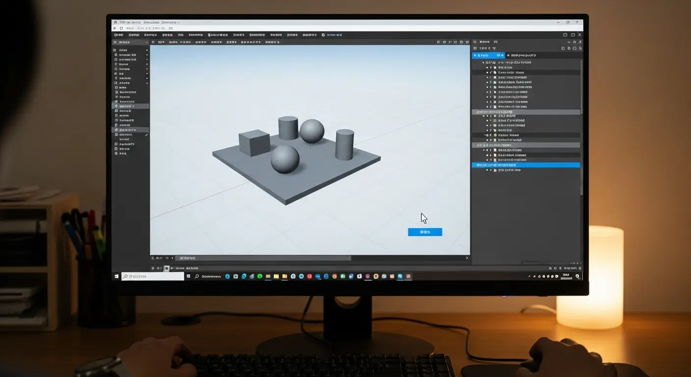 日本語化されたUnityで簡単な3D シーンが実行されている様子。