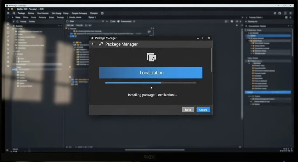 Package ManagerでLocalization パッケージをインストールしている画面。