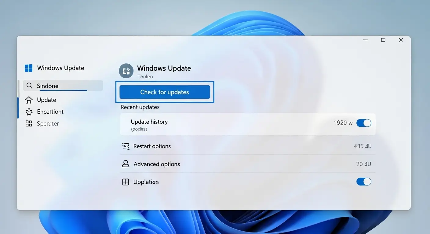 Windows 11の設定画面で「Windows Update」を開き、「更新プログラムのチェック」ボタンを強調表示。