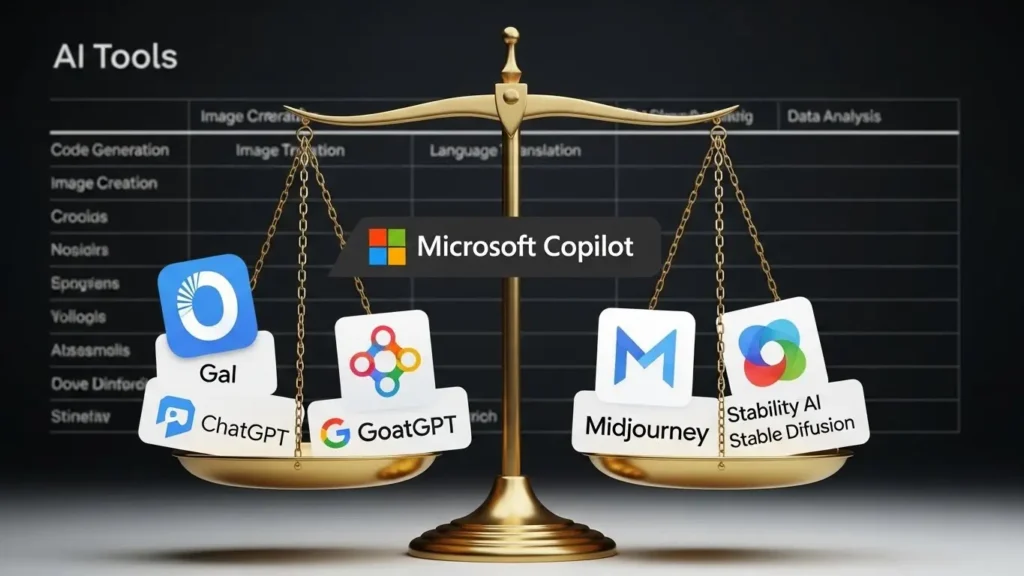 Copilotと他のAI資料作成ツールの比較イメージ