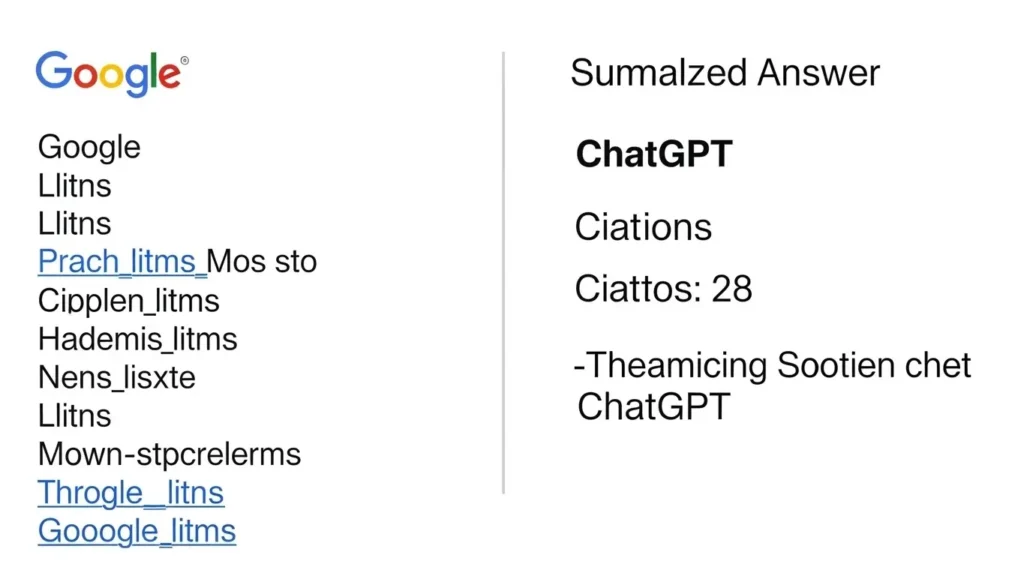 AI検索と従来のGoogle検索の結果画面の比較図