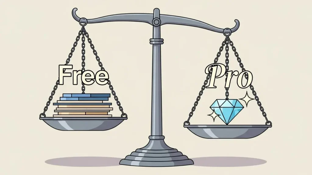Copilotの無料版と有料版の違いを比較するイメージ