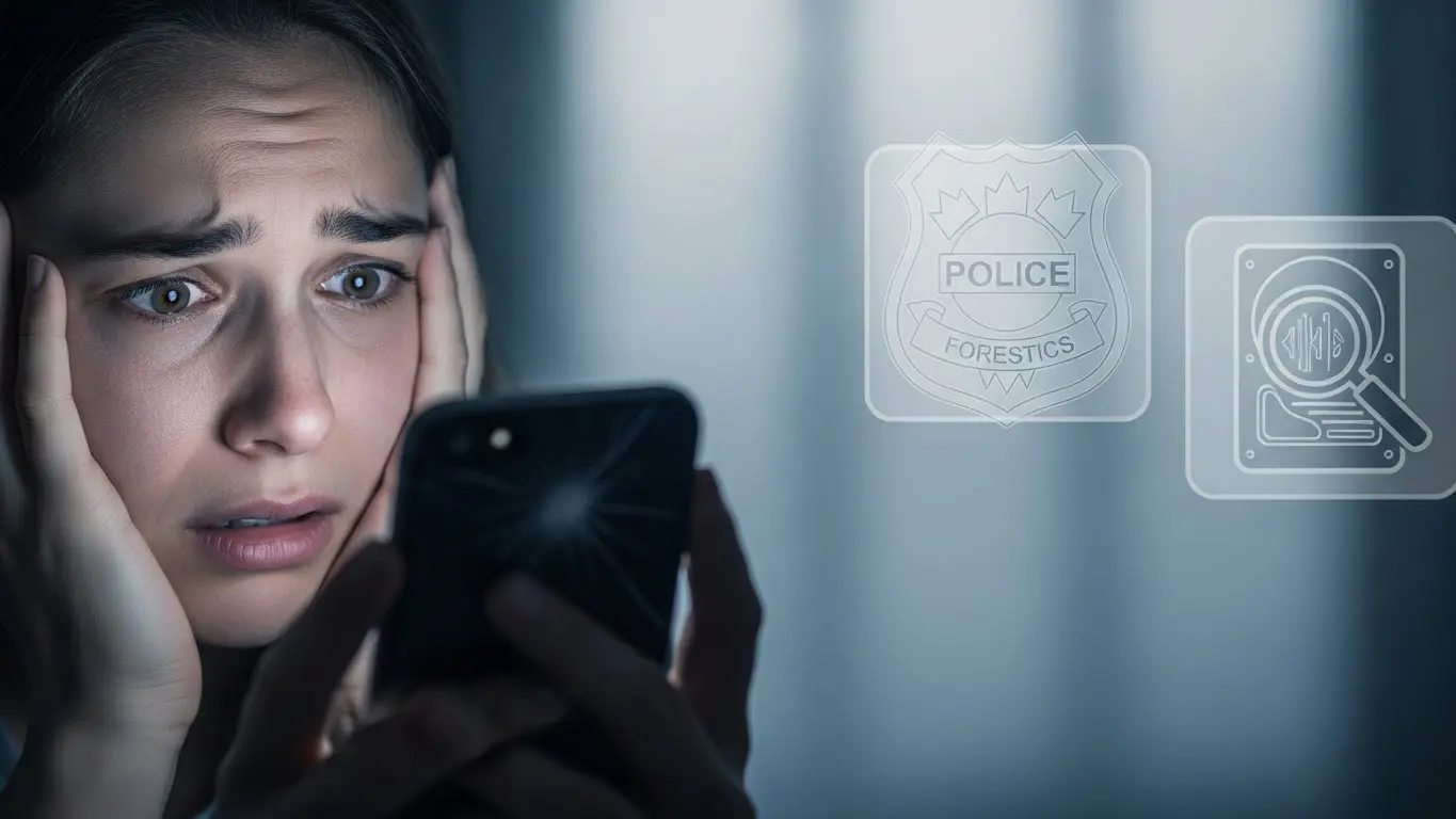 スマートフォンの不正アクセス被害を警察などの専門窓口に相談する様子