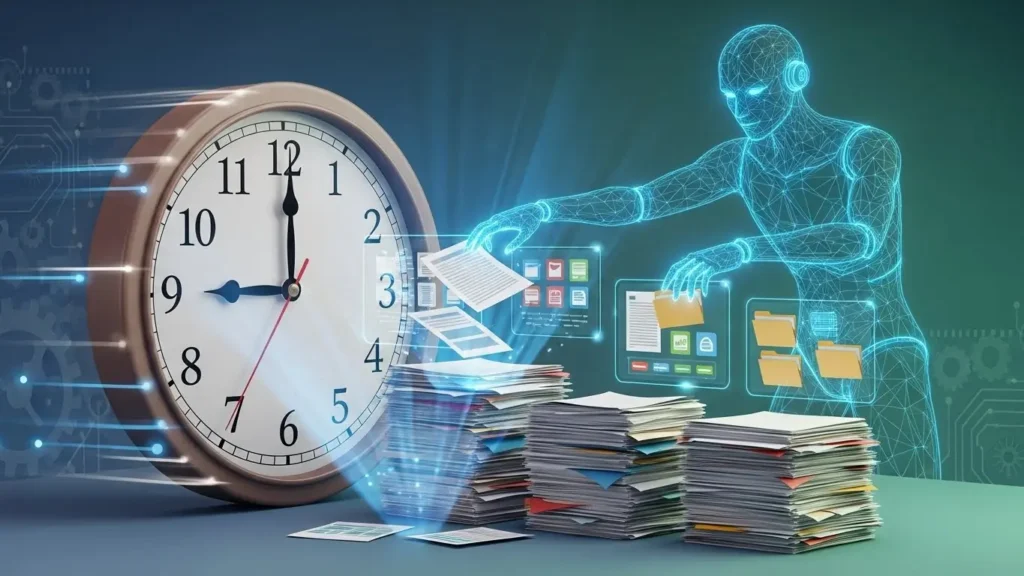 AIによる業務時間短縮の概念図