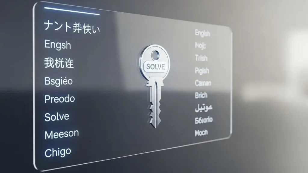 多言語翻訳の課題を解決するAIツールの概念図