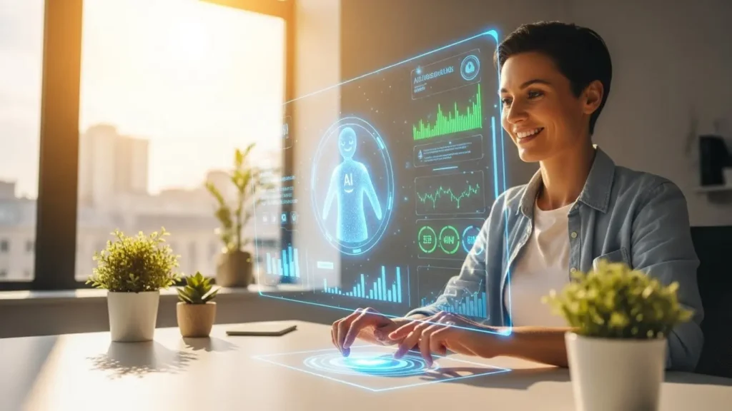 AIを活用して楽しく働くビジネスパーソンのイメージ