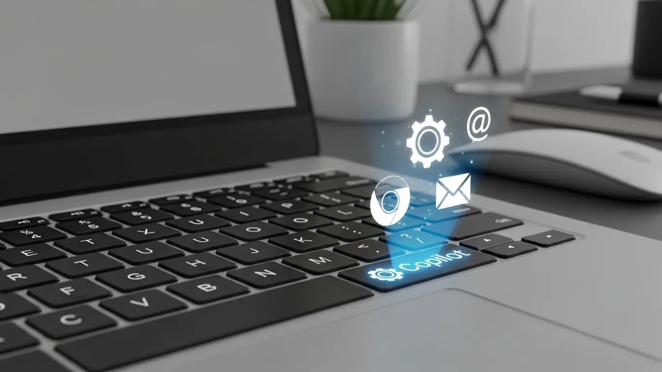Windows PCのCopilotキーと、その役割を変更・カスタマイズするイメージ