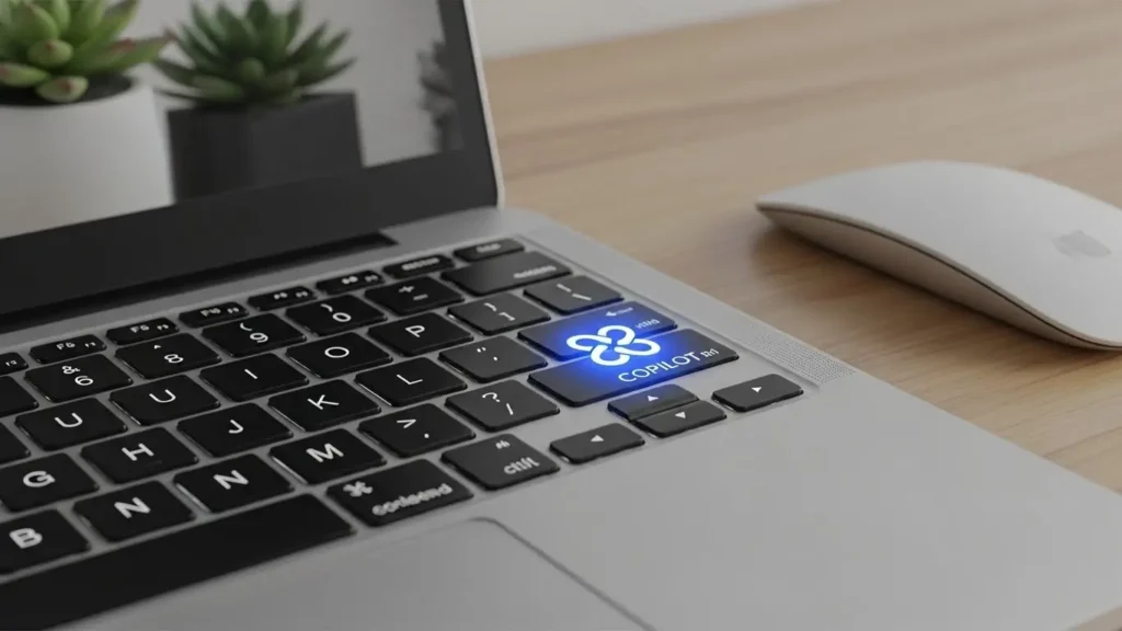 Windows PCのキーボードに搭載された新しいCopilotキーの近接写真